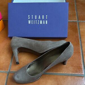 Stuart Weitzman Taupe Textured Heels 9.5